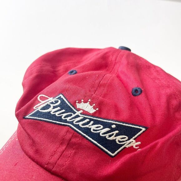 Vintage Y2K Budweiser Hat Red Canvas Embroidered Logo Adjustable Ball Cap - Picture 16 of 16